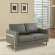preview thumbnail 9 of 29, LeisureMod Lincoln Modern Upholstered Leather Loveseat with Gold Frame - 55"
