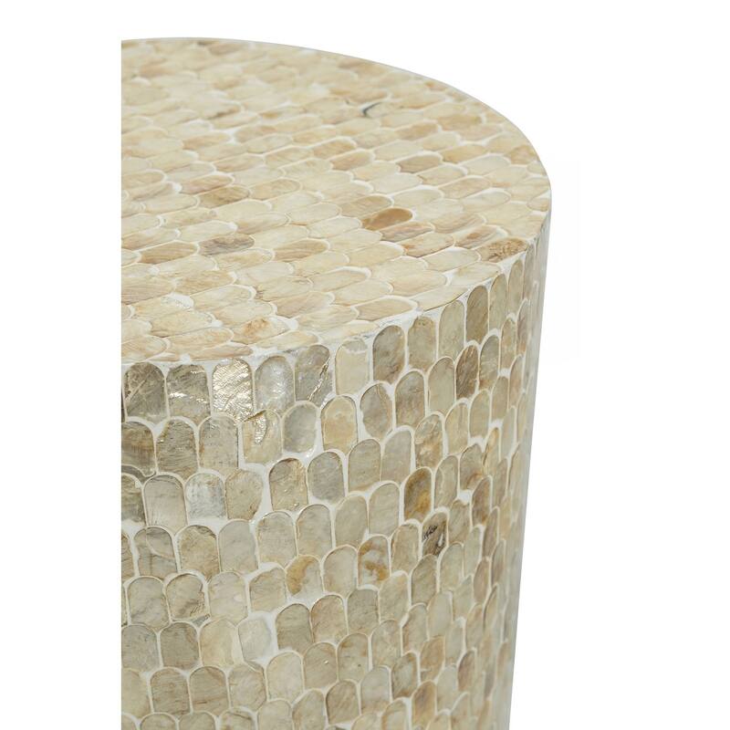 Cylindrical Accent Stool with Gold and Black Capiz Shell Finish