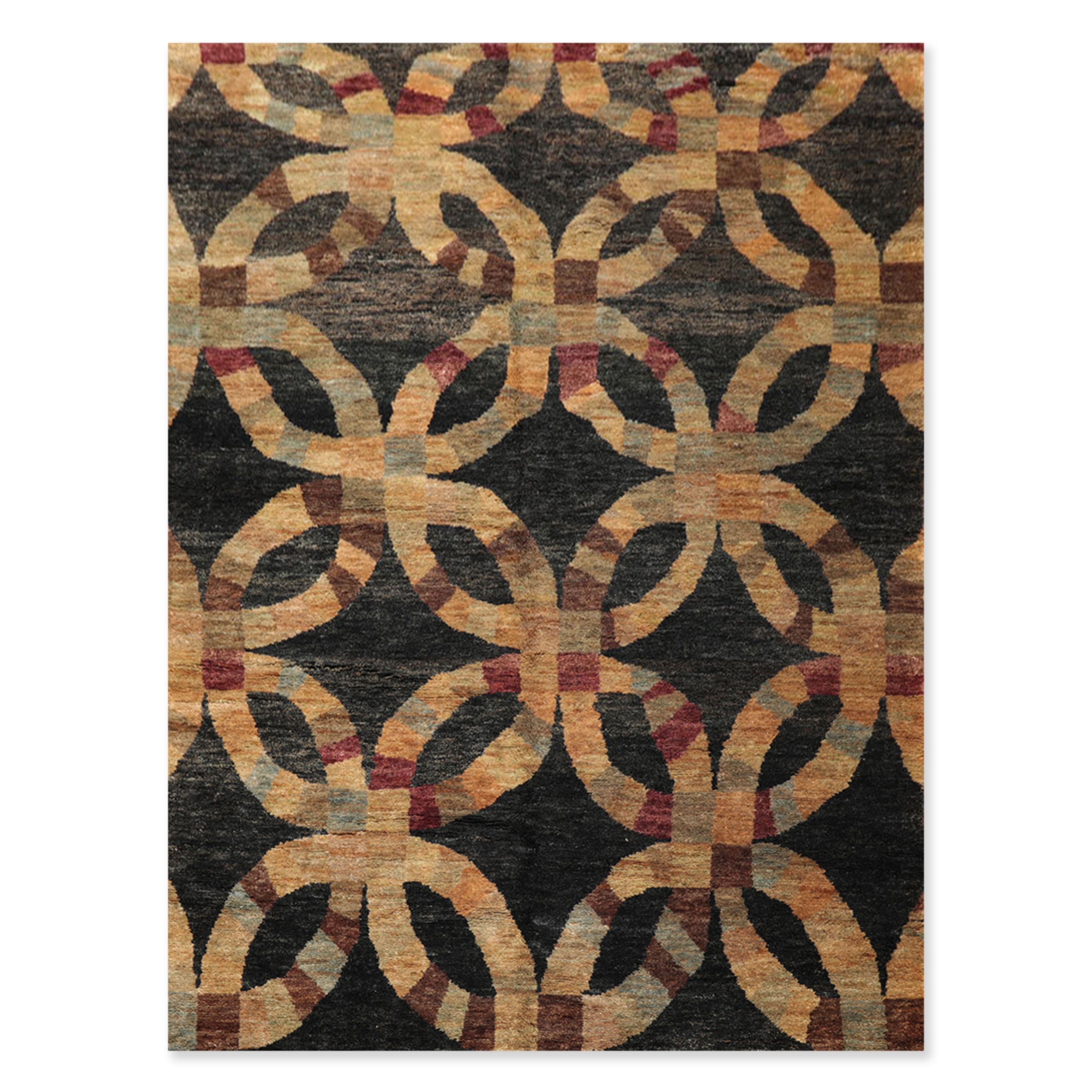 Bedroom Rare War Bordered Brown Rug 6'8 x 9'7 eCarpet Gallery Large Area Rug for Living Room Hand-Knotted Wool Rug 290213 