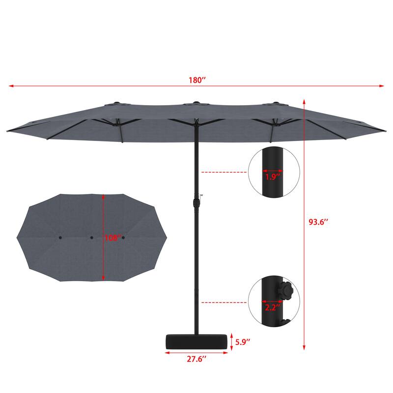 15 - foot Dual - sided Teal Outdoor Umbrella: Durable Polyester Canopy, Sturdy Steel Frame(no base)