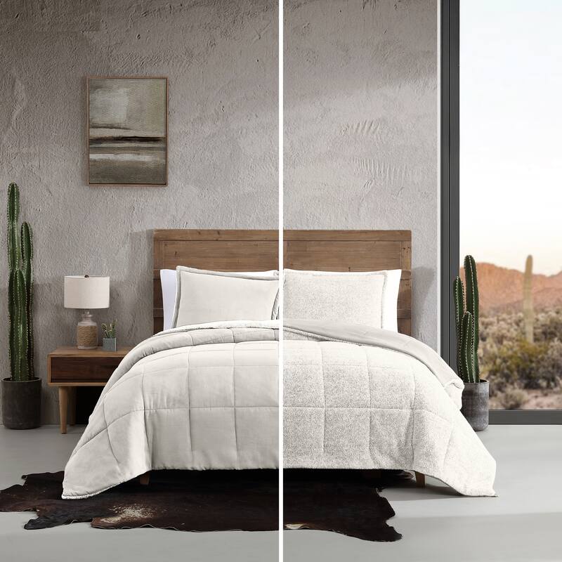 Wrangler Legendary Solid Microsuede/Sherpa Reversible Comforter Set