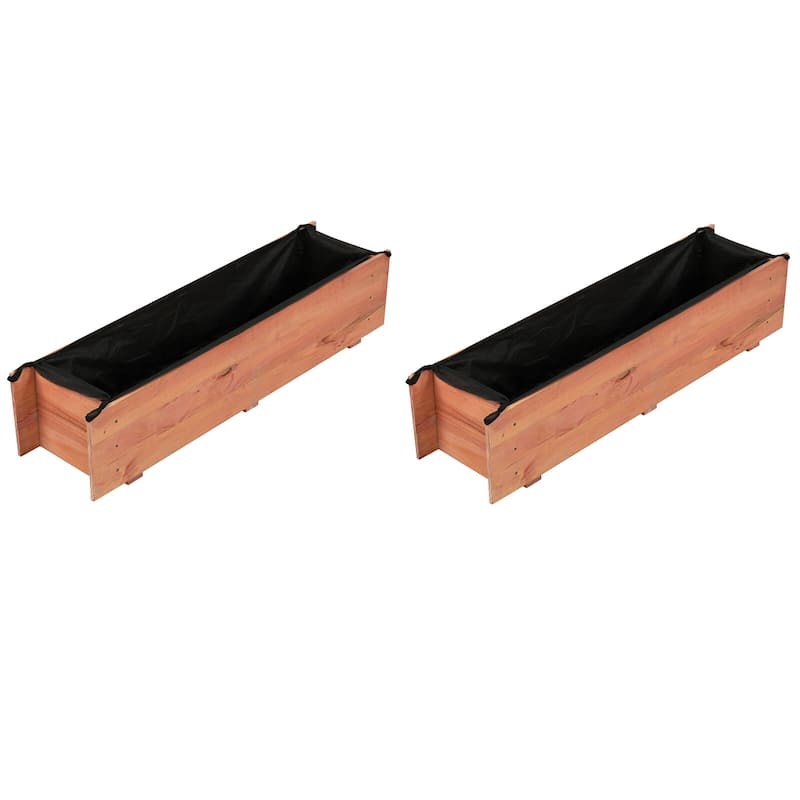 Costway 1/2 PCS Wooden Raised Garden Bed with Drainage Holes, Liner - 2 PCS