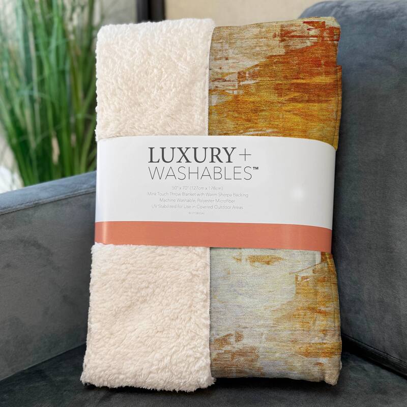 Premium Machine Washable Abstract Modern Sherpa Throw Blanket