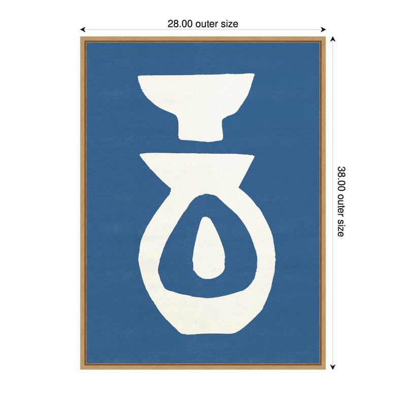 Kate and Laurel Sylvie Ceramic Blue Beige 1 Framed Canvas by Rocket Jack