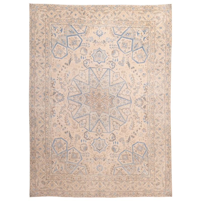 ECARPETGALLERY Hand-knotted Antalya Vintage Beige Wool Rug - 9'8 x 12'10