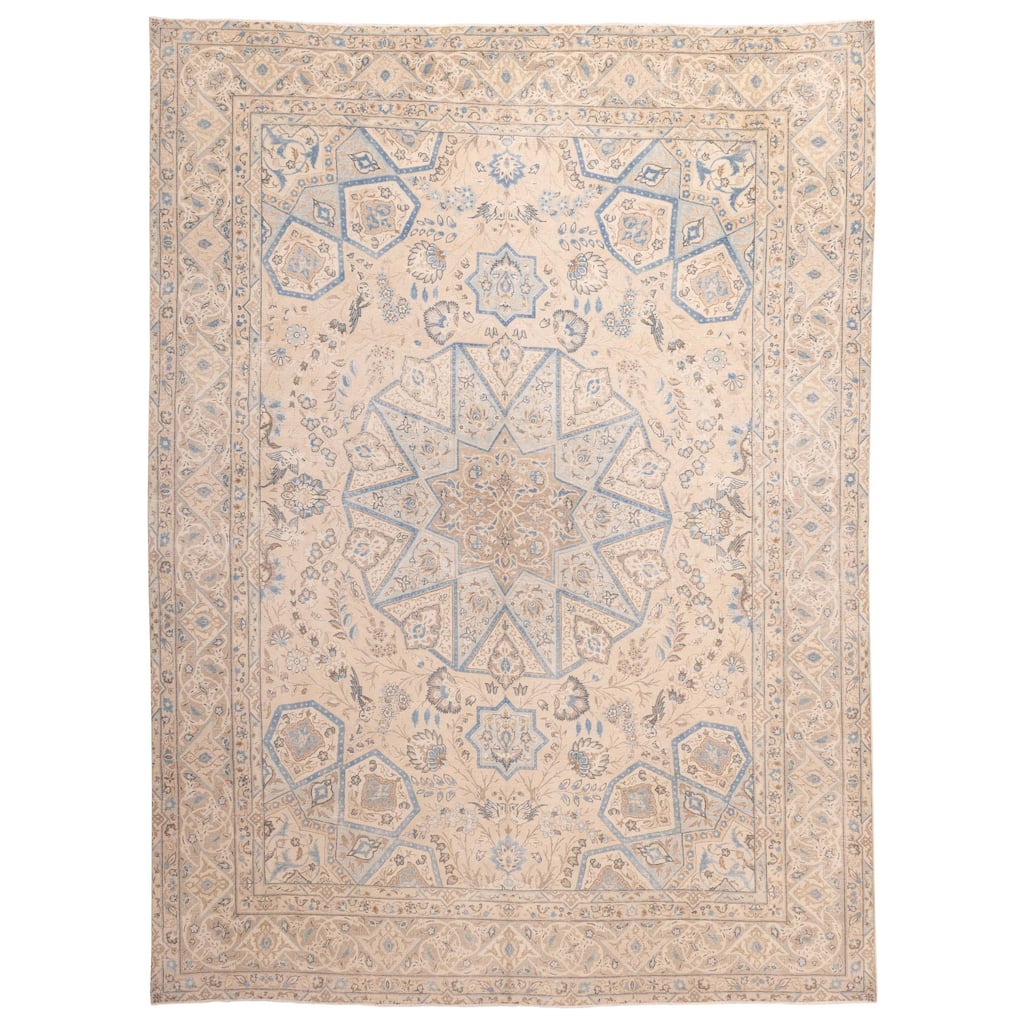 ECARPETGALLERY Hand-knotted Antalya Vintage Beige Wool Rug - 9'8 x 12'10