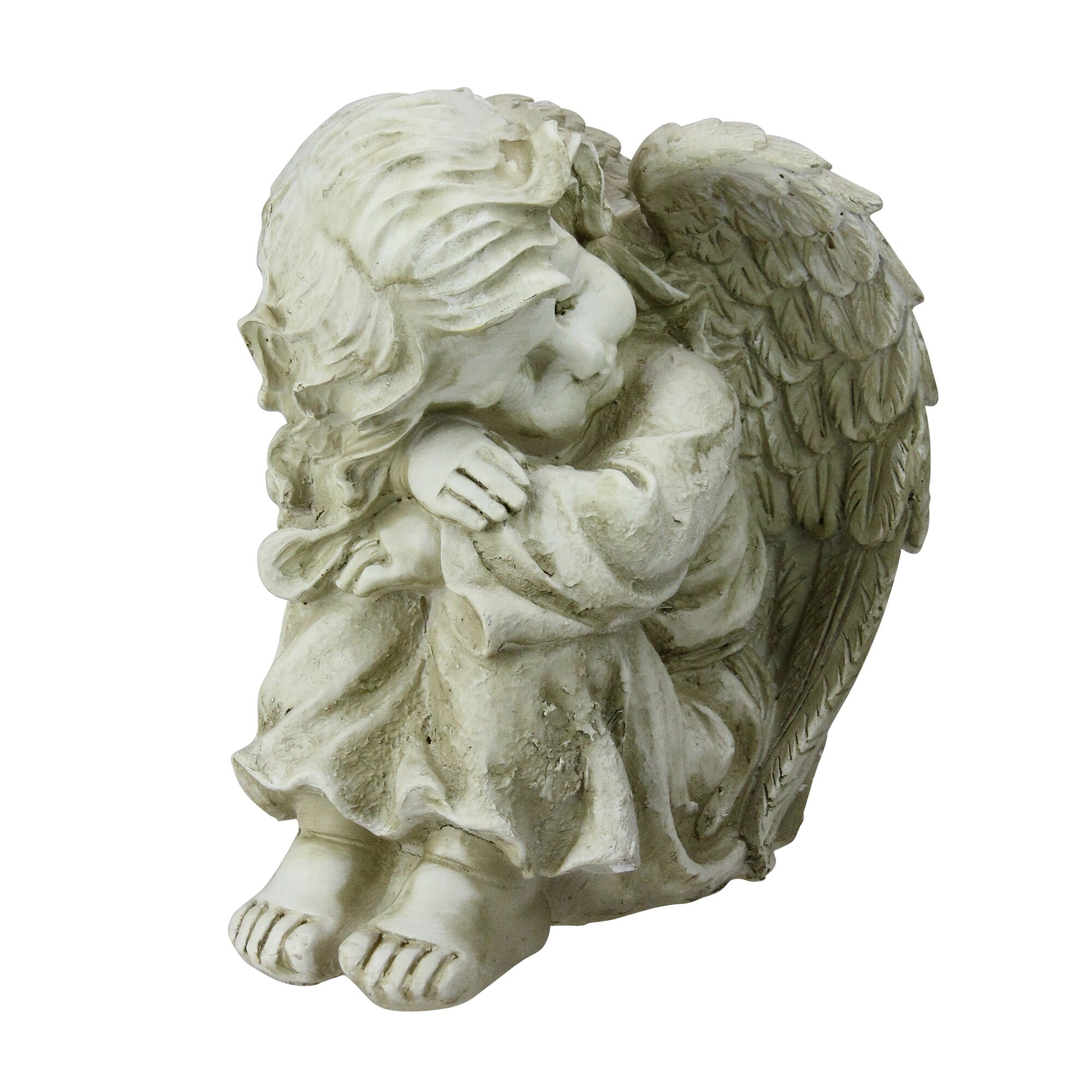Shop 9 5 Ivory Distressed Finish Resting Cherub Angel Outdoor