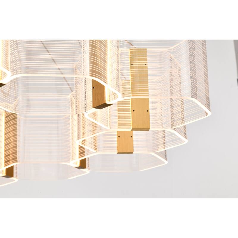 Kenzo LED 12 Light Chandelier Polished Anodized Bronze Finish Light Guide Panel - Polished Anodized Bronze