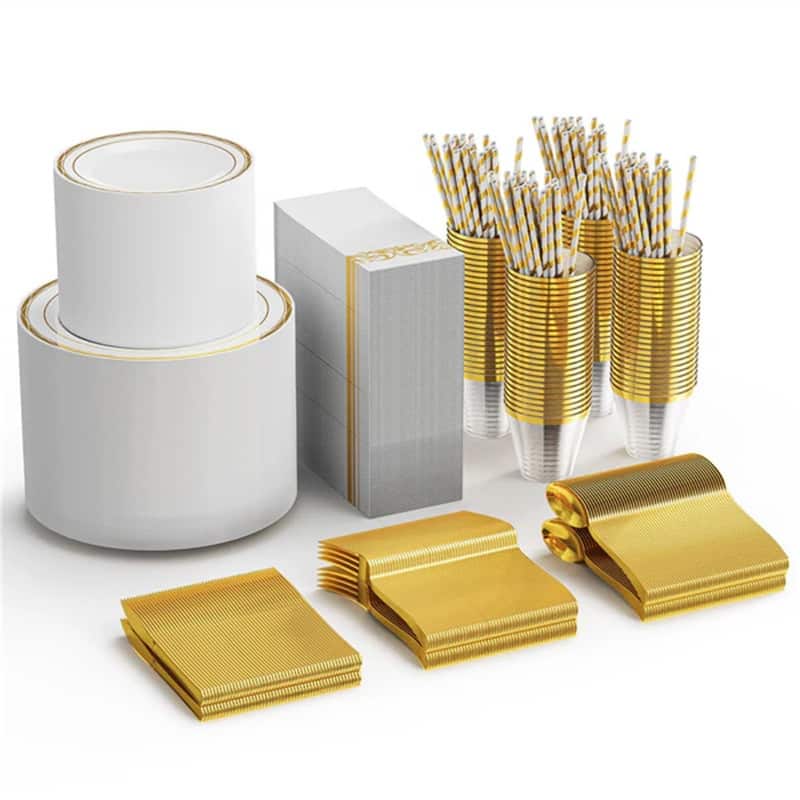 800 Pieces Silver Disposable Dinnerware Set