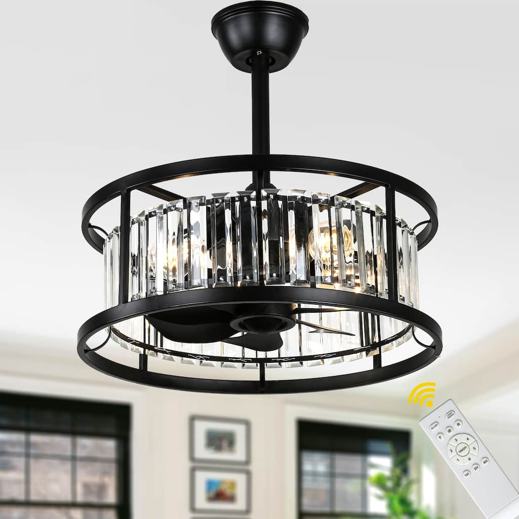 Bella Depot 20" Modern Glass Cage Ceiling Fan with Light and Remote