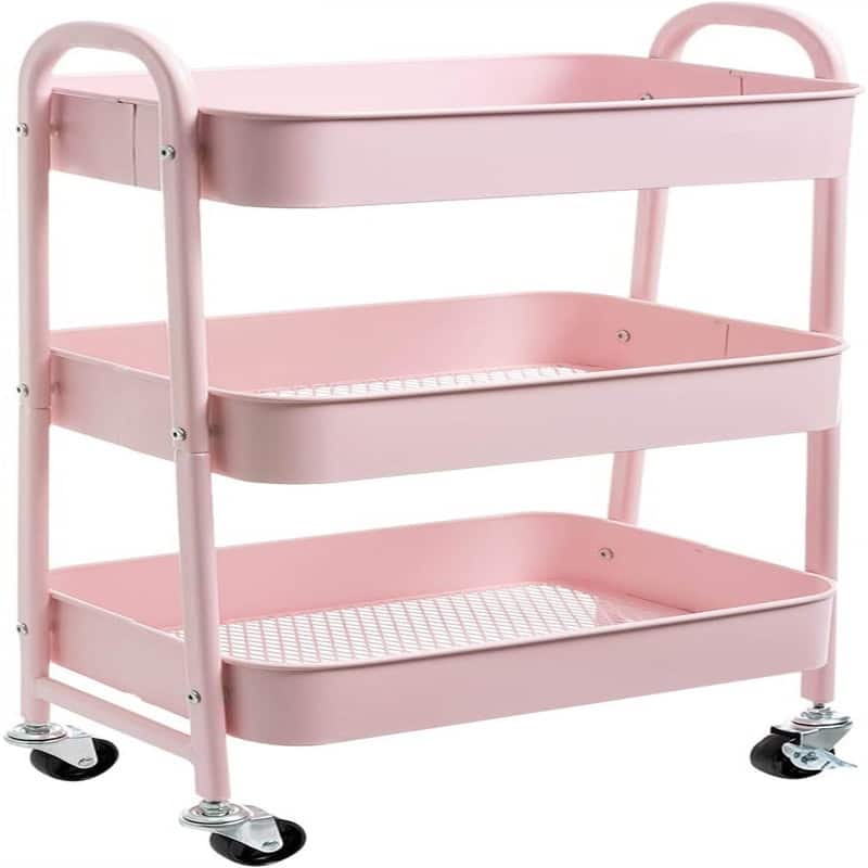 3 Tier Metal Utility Cart - 15.35"D x 27.5"W x 11.42"H