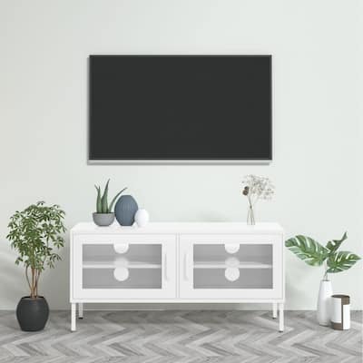 vidaXL TV Stand TV Unit Sideboard Home TV Console Media Unit Cupboard Steel - 41.3" x 13.8" x 19.7"