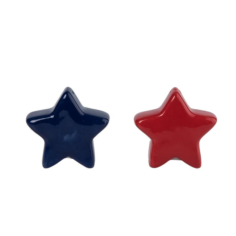 Transpac Dolomite 3.25 in. Multicolor Patriotic Home Liberty Americana Star Salt and Pepper Shaker Set of 2