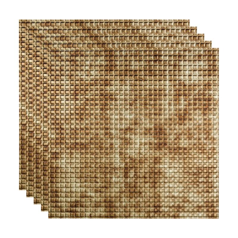 FASÄDE Square Decorative Vinyl 2ft x 2ft Lay in Ceiling Panel in Bermuda Bronze (5 Pack) - 5 Pack - Bermuda Bronze