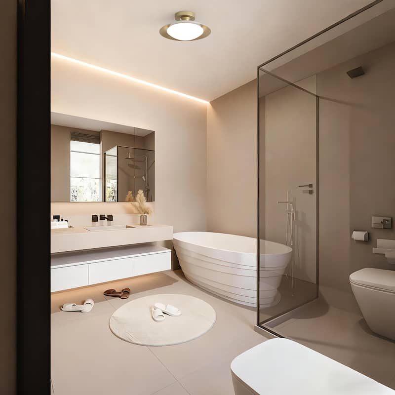 11.8-in W LED Compatible Mid-Century Modern Semi Flush Mount Ceiling Light