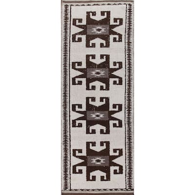 Natural Dye / Beige Anatolian Turkish Runner Rug Handmade Wool Carpet - 3'4"x 11'0"