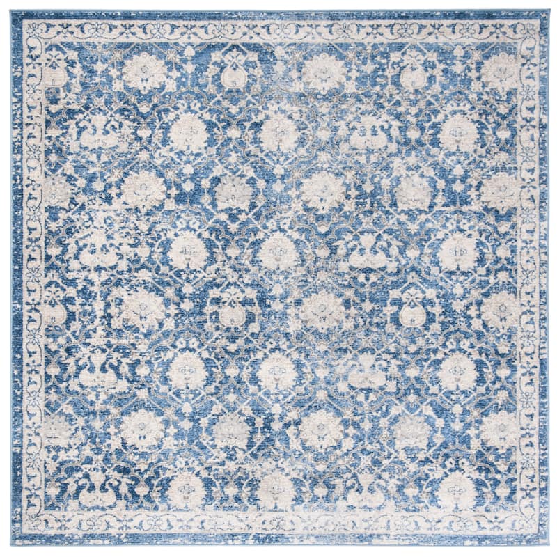 SAFAVIEH Brentwood Mirvete Traditional Oriental Rug - 6'7" Square - Navy/Creme