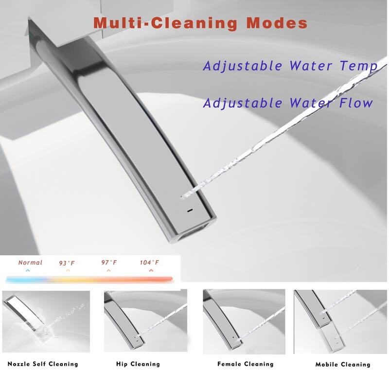 Compact Smart Toilet with Built In Bidet. Tankless 23.25 Inch Depth. Auto Open Flush. Heated Seat. Dryer