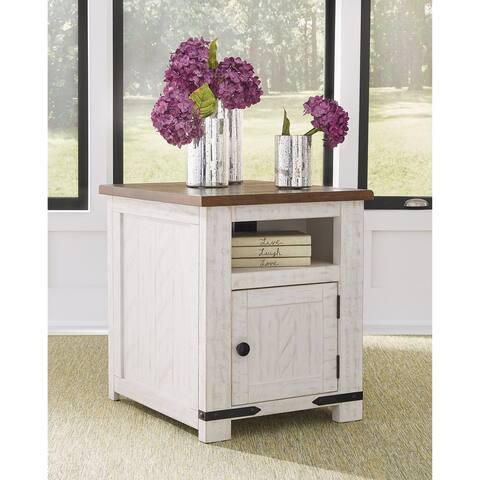Signature Design by Ashley Wystfield Whitewashed Pine Wood End Table - 23"W x 26"D x 27"H