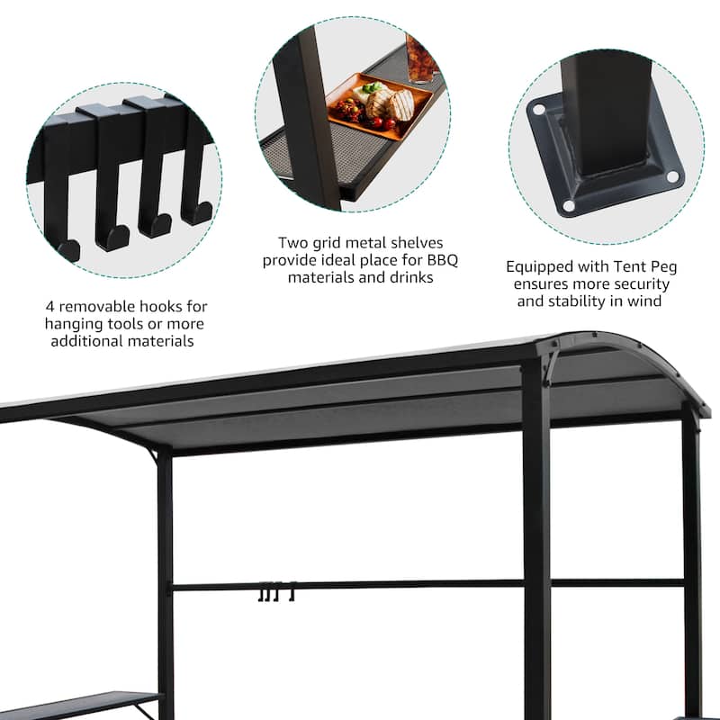 Outdoor 5 ft. x 8 ft. Steel Frame Grill Gazebo Canopy Barbecue Shelter