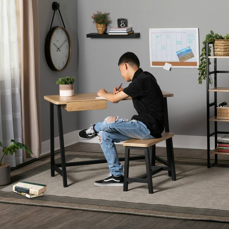 Porch & Den Calvert Ashwood Homeroom Desk and Bench