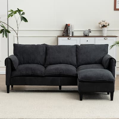 Convertible L-shaped Chaise Sectional Sofa with Storage Ottoman