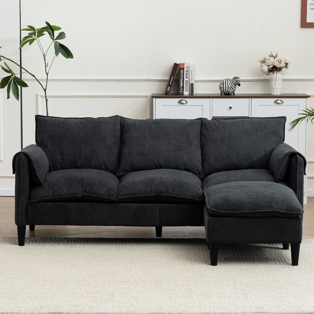 Convertible L-shaped Chaise Sectional Sofa with Storage Ottoman