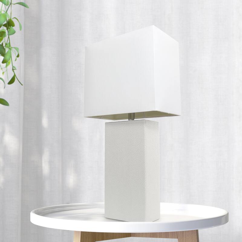 21 in. White Finish Table Lamp with White Shade, Sturdy Table Lamp for Living Rooms and Bedrooms