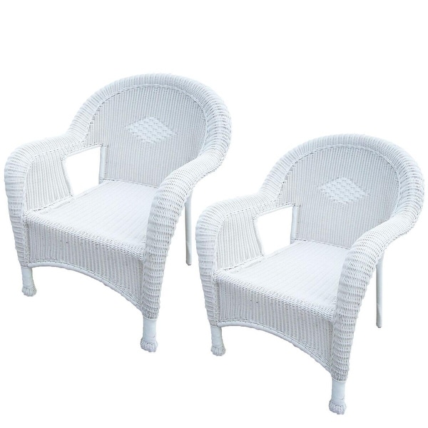 Shop Set of 2 Bright White Stylish Outdoor Patio Resin Wicker Arm