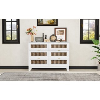 Rustic Farmhouse Style 6 Drawers Wooden Dresser - Bed Bath & Beyond ...