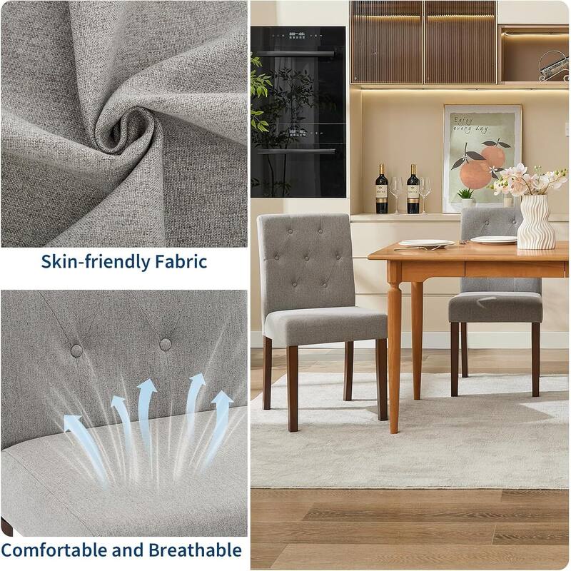 Set of 2 Button Tufted Modern Parsons Upholstered Dining Chairs for Dining Room, Cafe & Home