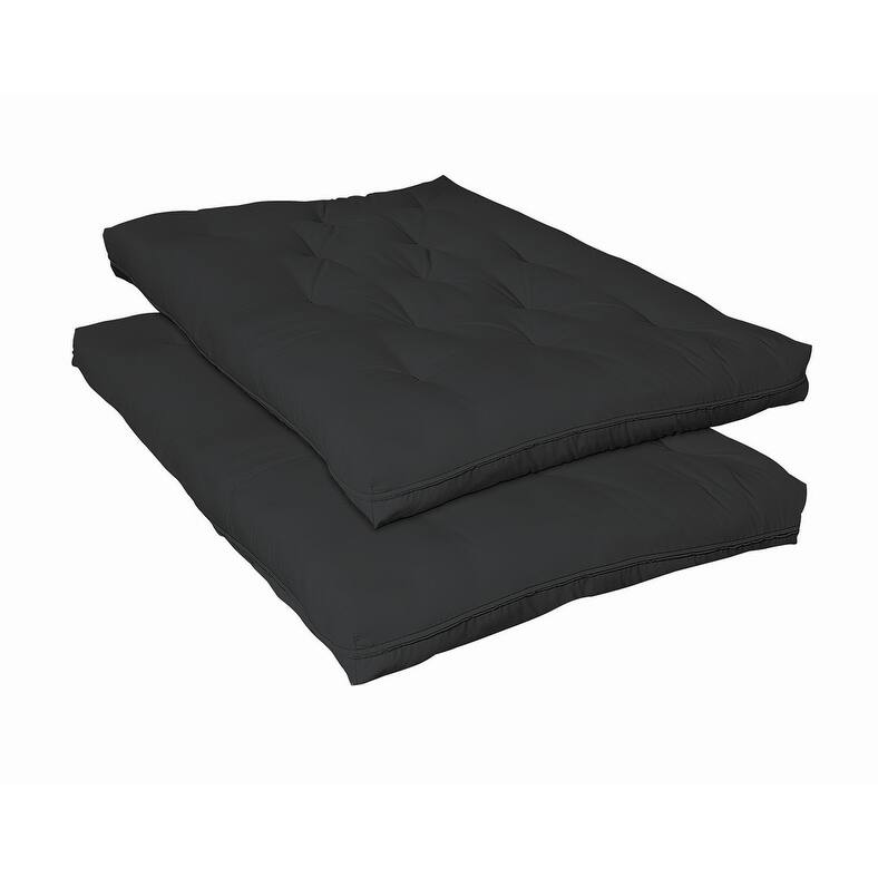 Black 7.5" Tufted Deluxe Innerspring Futon Pad