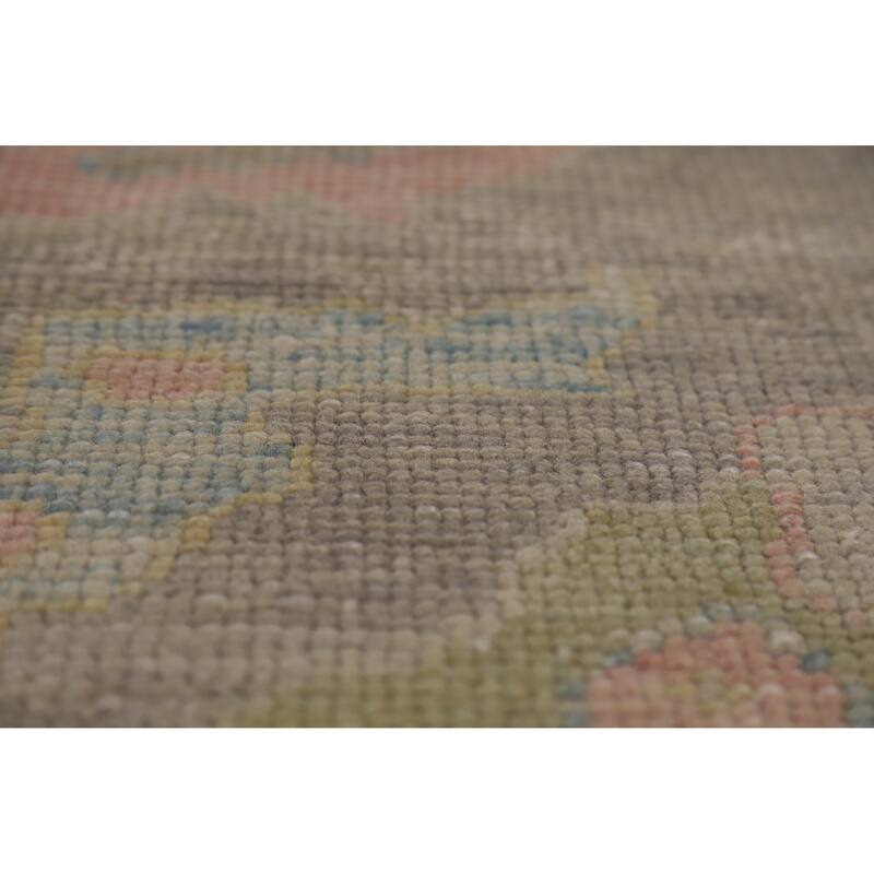 Hand Knotted Oriental 100% Wool Carpet Transitional All-Over Greys & Charcoal Oushak Area Rug - 9' 5'' X 7' 9''