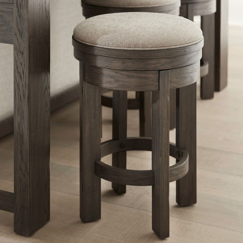 Liberty Furniture Lennox Hill Upholstered Swivel Stool - Width17" x Depth17" x Height26" - Single - Bark - Counter Height