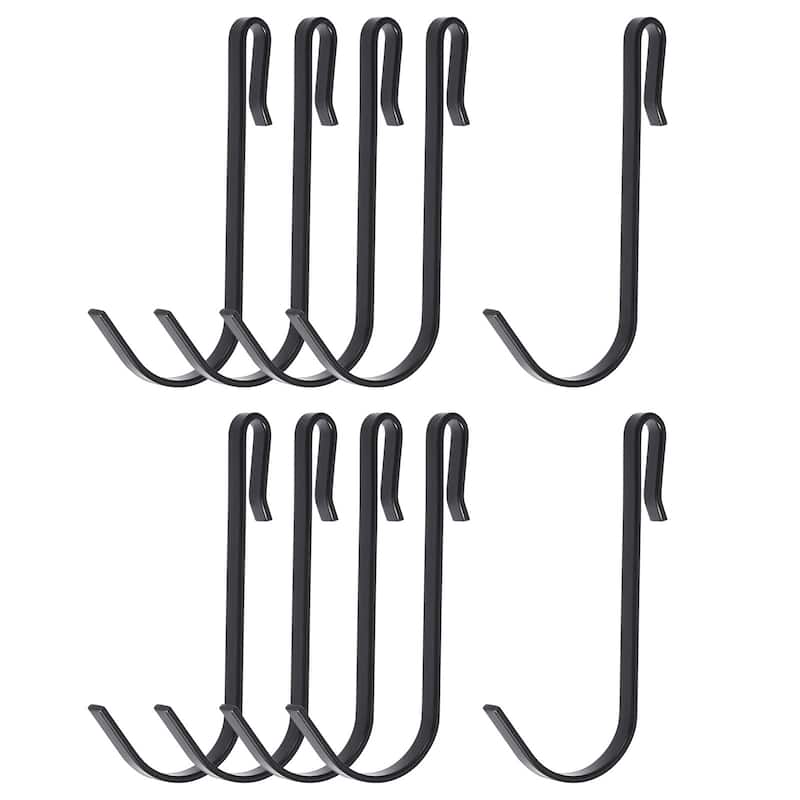 10pcs Stainless Steel J Shaped Hooks, Clip-on Hook Wire Rack Hook Black