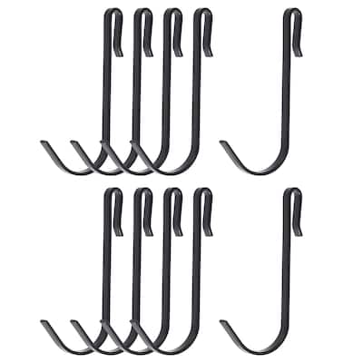 10pcs Stainless Steel J Shaped Hooks, Clip-on Hook Wire Rack Hook Black