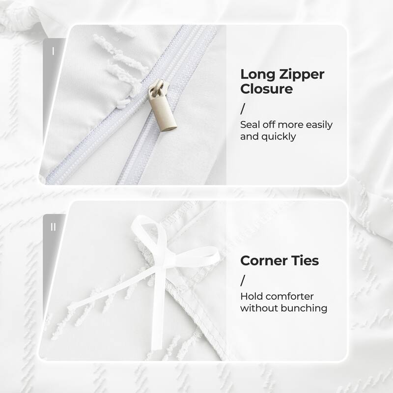 Lightweight Clipped Duvet Cover Set Geometric Solid Color