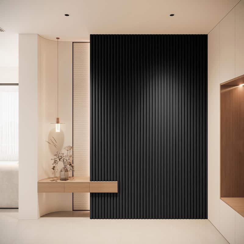 Art3d Wood Grain 3D Slat Wall Paneling,103.94"x5.71",4 Panels - 103.94"x5.71"