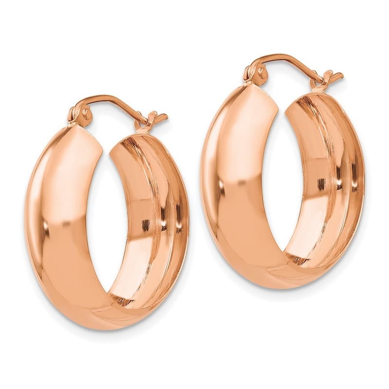 Curata 14k Rose Gold Solid Polished 21x7mm Wide Hoop Earrings