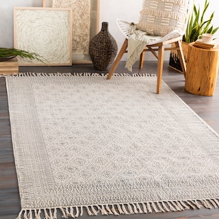 Livabliss Carnoustie Handmade Boho Border Cotton Area Rug