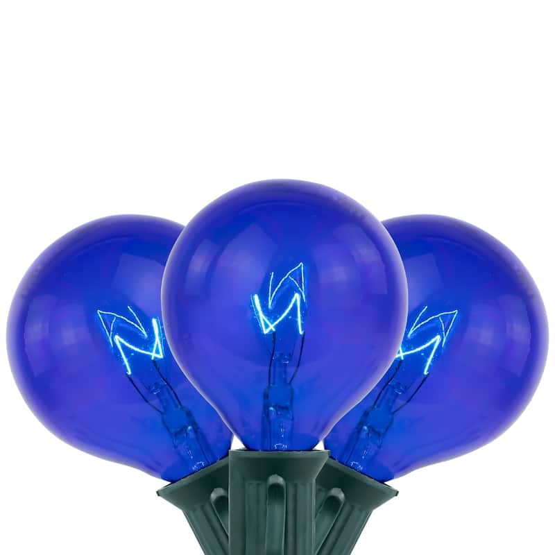 G50 Globe Indoor Outdoor Patio Light Set - Blue - 9' Green Wire - 10ct
