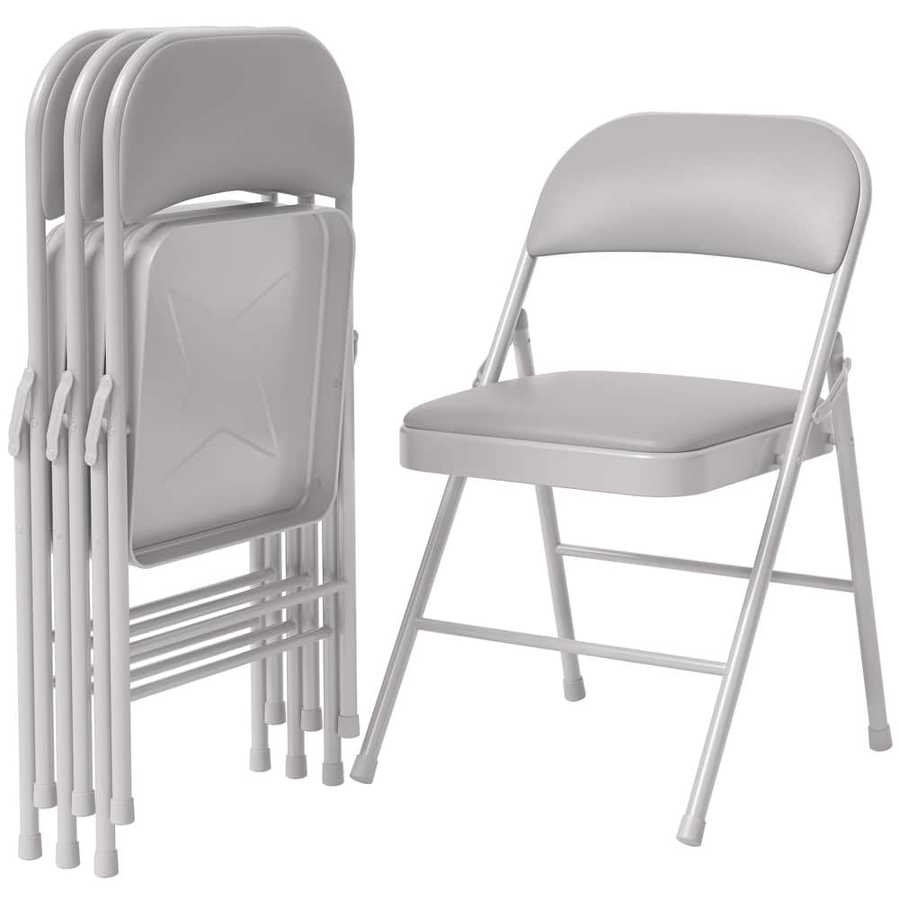 4pcs Folding Chairs With Padded Cushion and Back, Hold Up to 350 Pounds