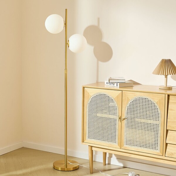 CO-Z 73-inch 2 Light Glass Shades Floor Lamp Height Adjustable