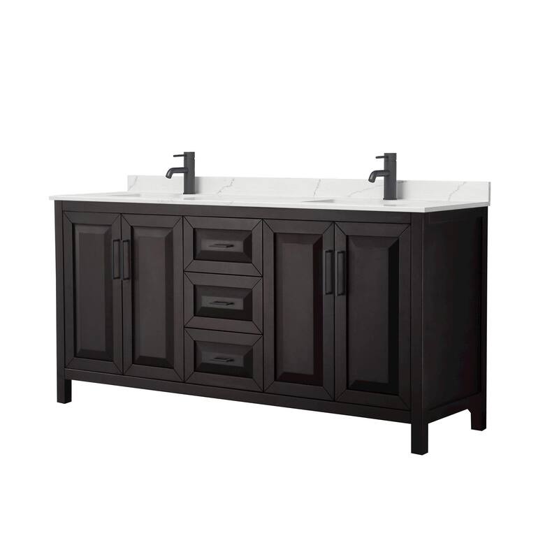 Wyndham Collection WCV252572D-QTZ-UNSMXX Daria 72" Free Standing - Dark Espresso / Giotto Quartz Top / Matte Black