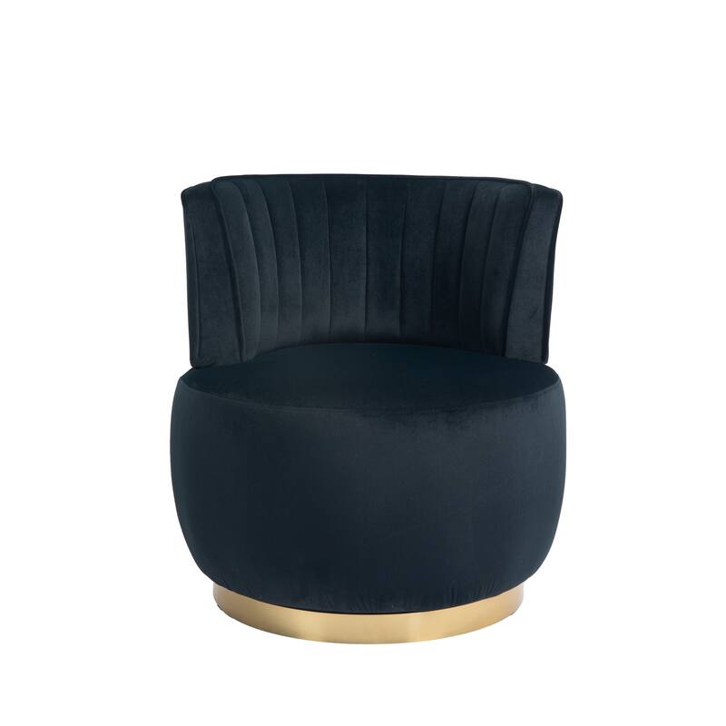 Velvet Swivel Accent Barrel Chair, Upholstered Comfy Single Sofa Chair, Round Armchairs with Wrap-around Barrel Dackrest