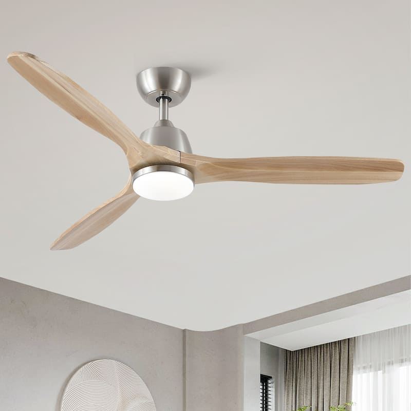52" Wooden 6-Speed Noiceless Reversible DC Motor Ceiling Fan with Light and Remote