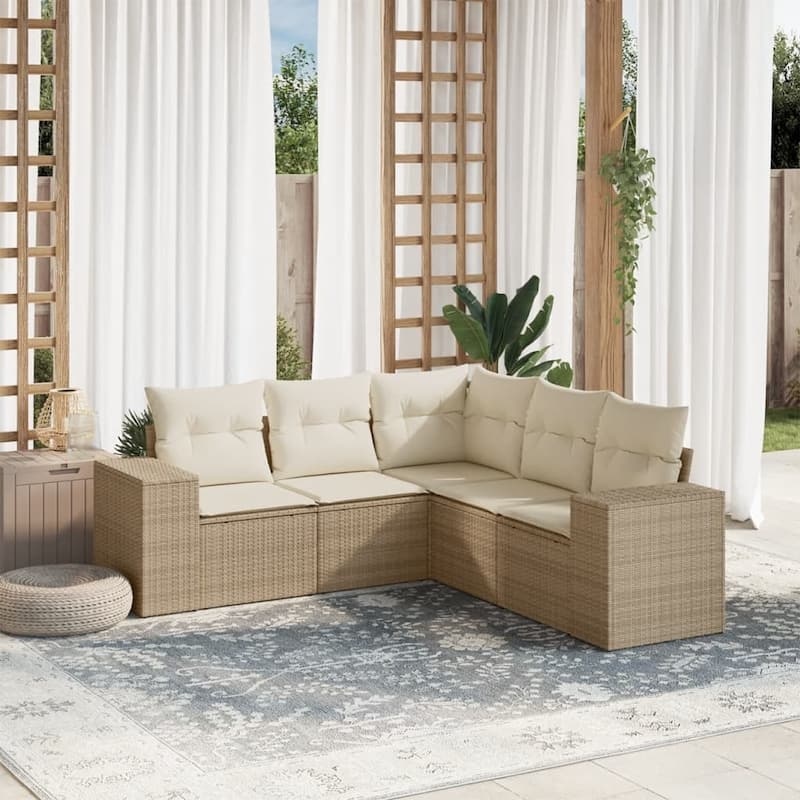 vidaXL Garden Sofa Set - Beige and cream Without table
