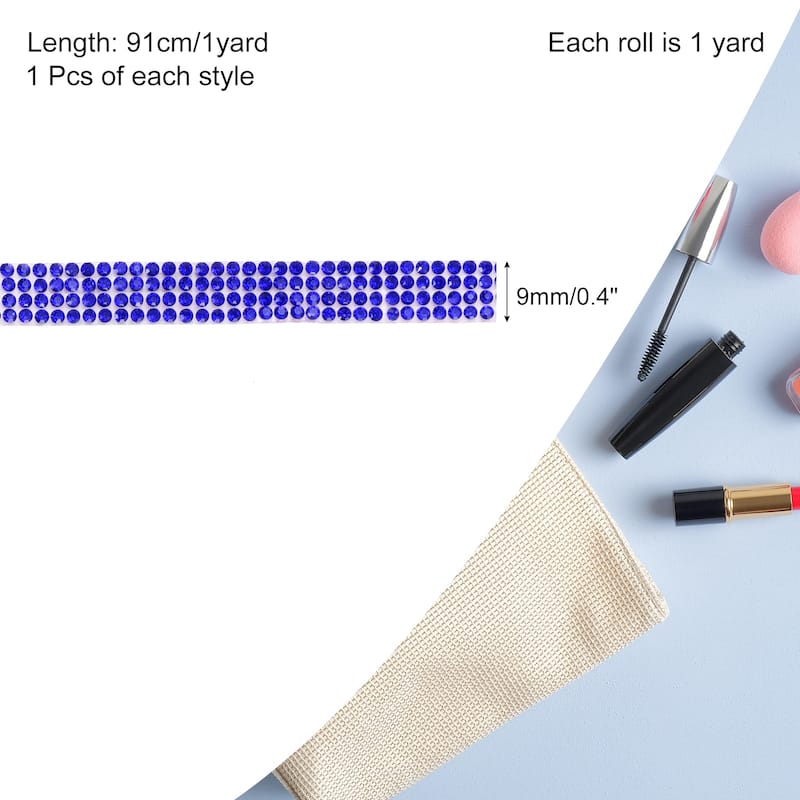 6pcs Self-Adhesive Rhinestone Ribbon for DIY Arts Craft - Dark Blue