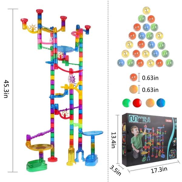 PICASSO-TILES Marble Run Magnetic Tiles For Kids, 50PCS, Construction Magnet Tiles Race Track Building Blocks STEM Toy