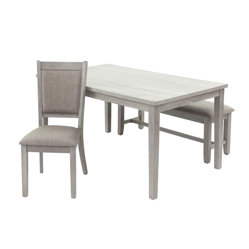 6 Piece Wooden Dining Set with Fabric Upholstered Chairs